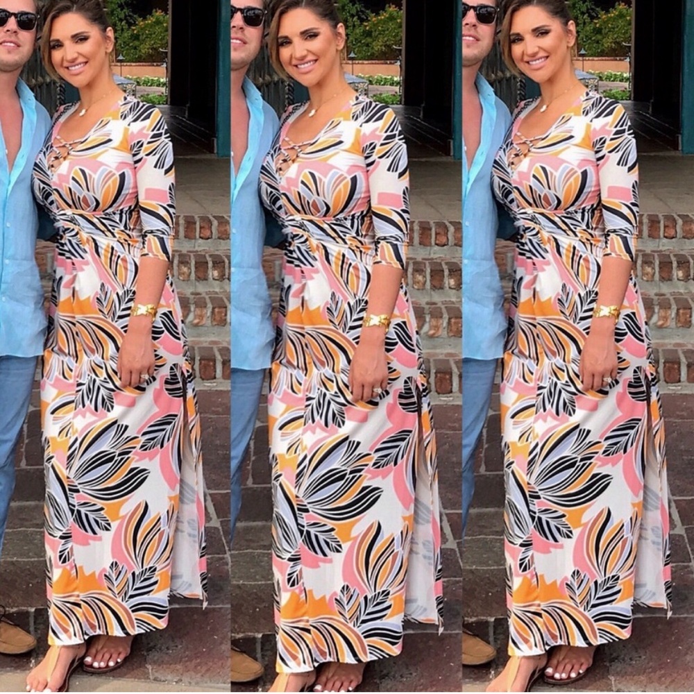 NWOT!  Yumi Kim pink, orange & brown maxi dress S